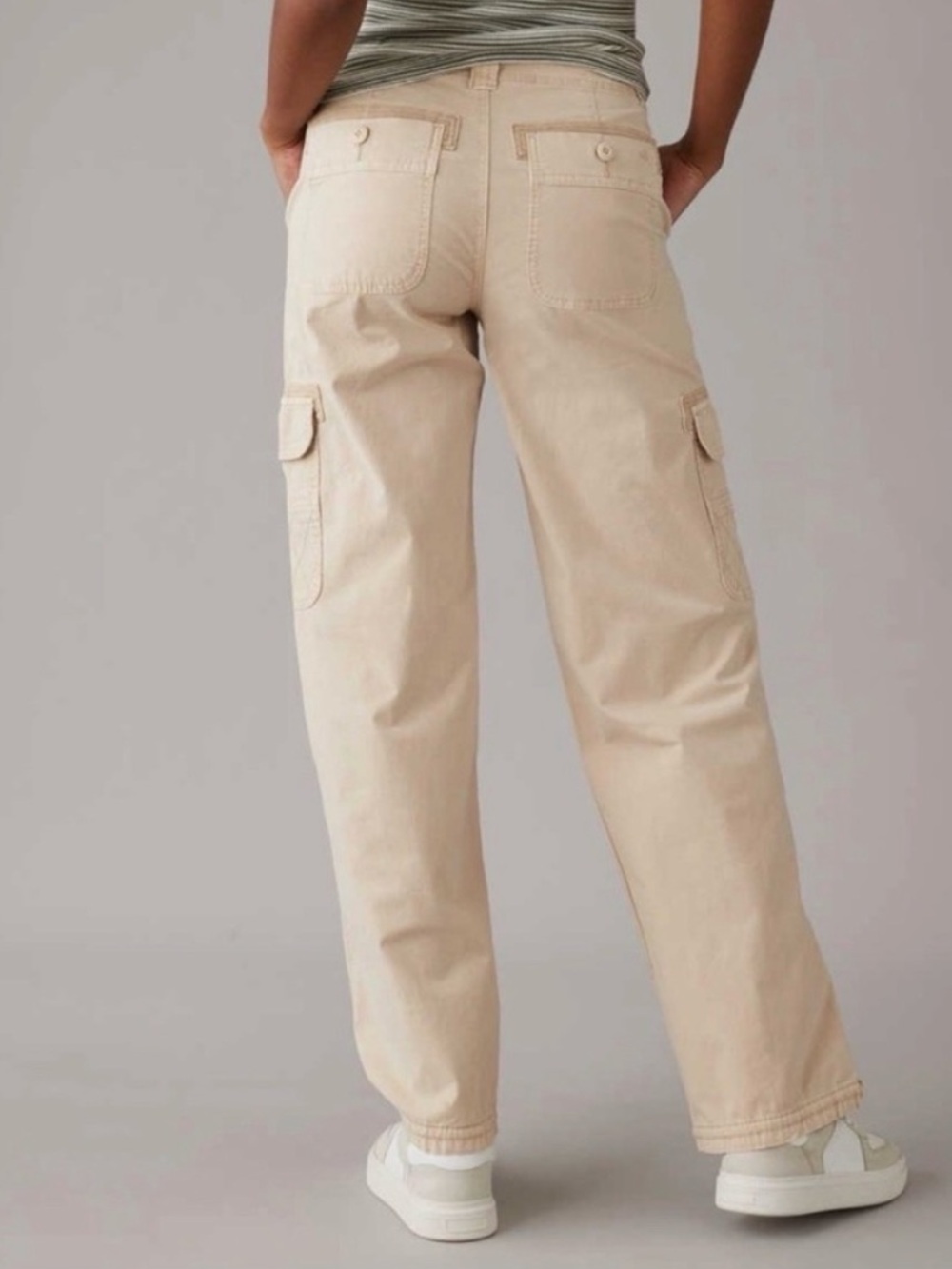 American Eagle Outfitters Beige Cargo Jogger Track Pants Sz. 2 - Picture 2 of 12